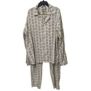 Playboy TV Vintage White Pajama Set with Logo Novelty Print Mens Size L/XL Bunny